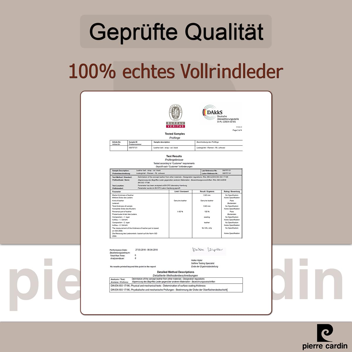 Pierre Cardin Wende-Gürtel Herren Rindleder schwarz-braun