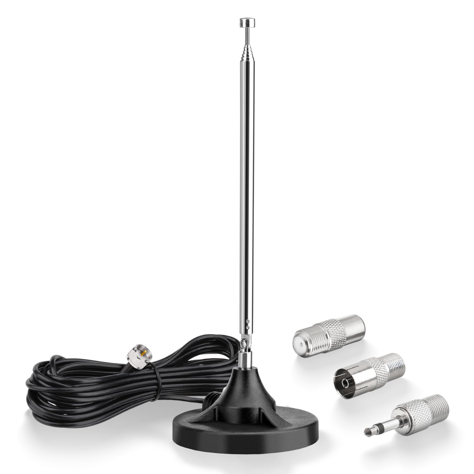 Eightwood Antenna Radio FM DAB Telescopic Digitale 75 Ohm con Base Magnetica Extension 2.5M Cable