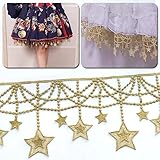 Yulakes 2 Yards Stars Water-Soluble Tassels Lace Trim Embroidered Star Tassel Lace Ribbon Tassels Fr