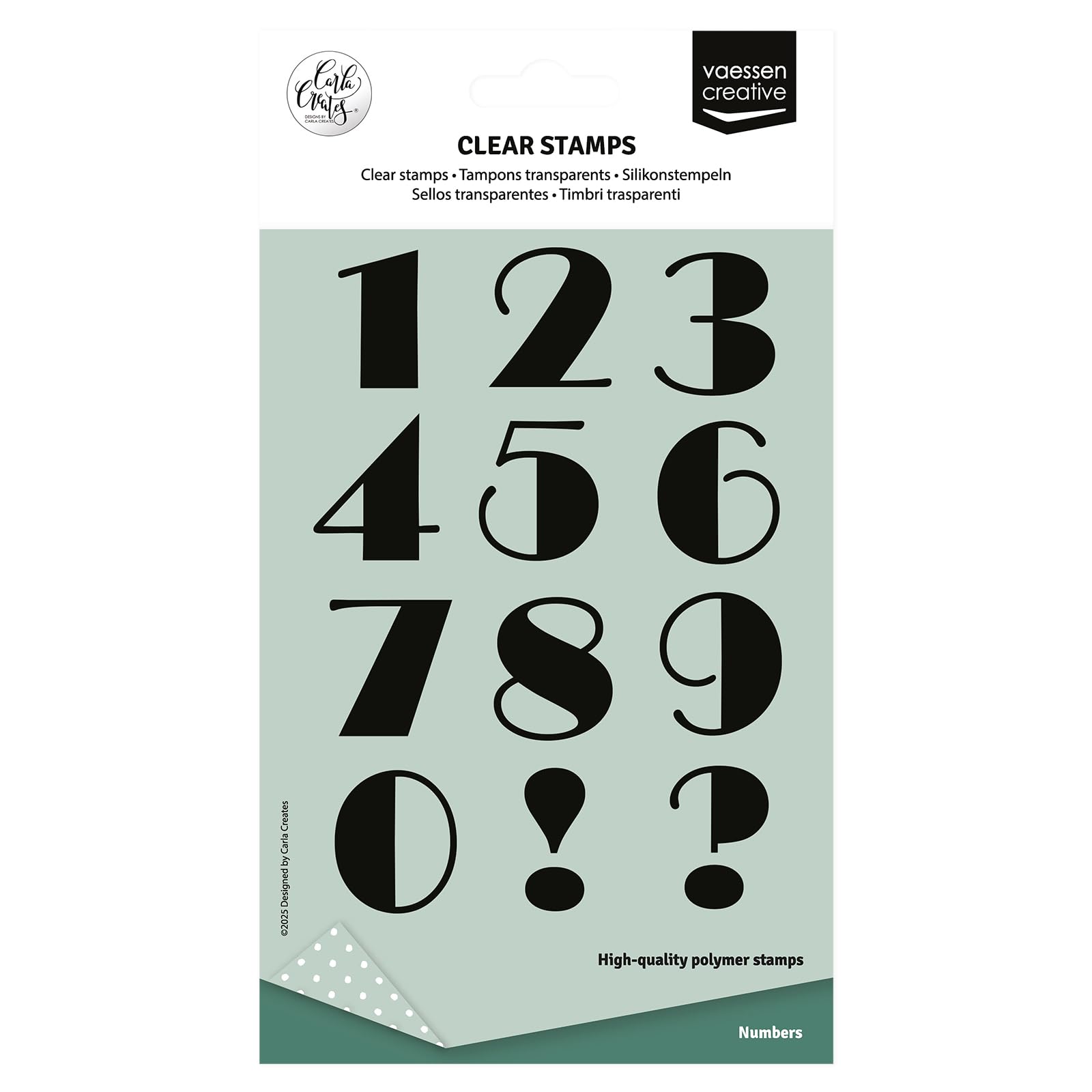 Vaessen Creative Clear Stamps 12 Pcs - Numbers - Scrapbooking, Stamping and Card Making Supplies for Crafting & Birthdays