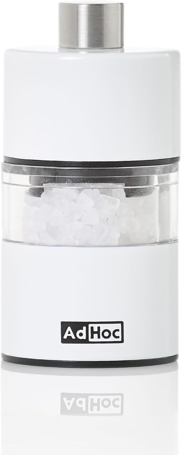 AdHoc Mini Salt & Pepper Mill - 2-in-1 Refillable Salt & Pepper Grinder Set - Features Adjustable Mechanism & Ceracut Ceramic Grinder (Black)