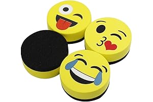 VIZ-PRO Dry Erase Eraser with Magnet - Circular Smiley Face Whiteboard Eraser Magnets, 2-Inch, 4-Pack