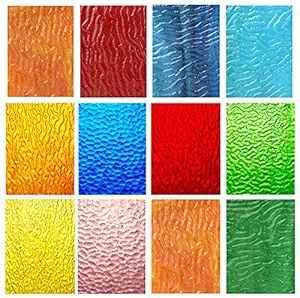 Lanyani (10 Sheets) Variety Stained Glass Sheets Pack, 4 x 6 inch Large Cathedral Glass Mosaic Tiles for Crafts, Mixed Opaque&Transparent