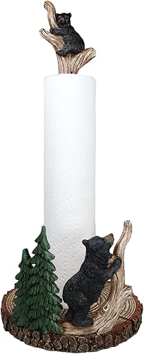 Ebros Gift Naturaleza rústica Vida silvestre Bosque Cachorros de oso negro escalada en rama de árbol en bosque de pinos soporte dispensador de papel