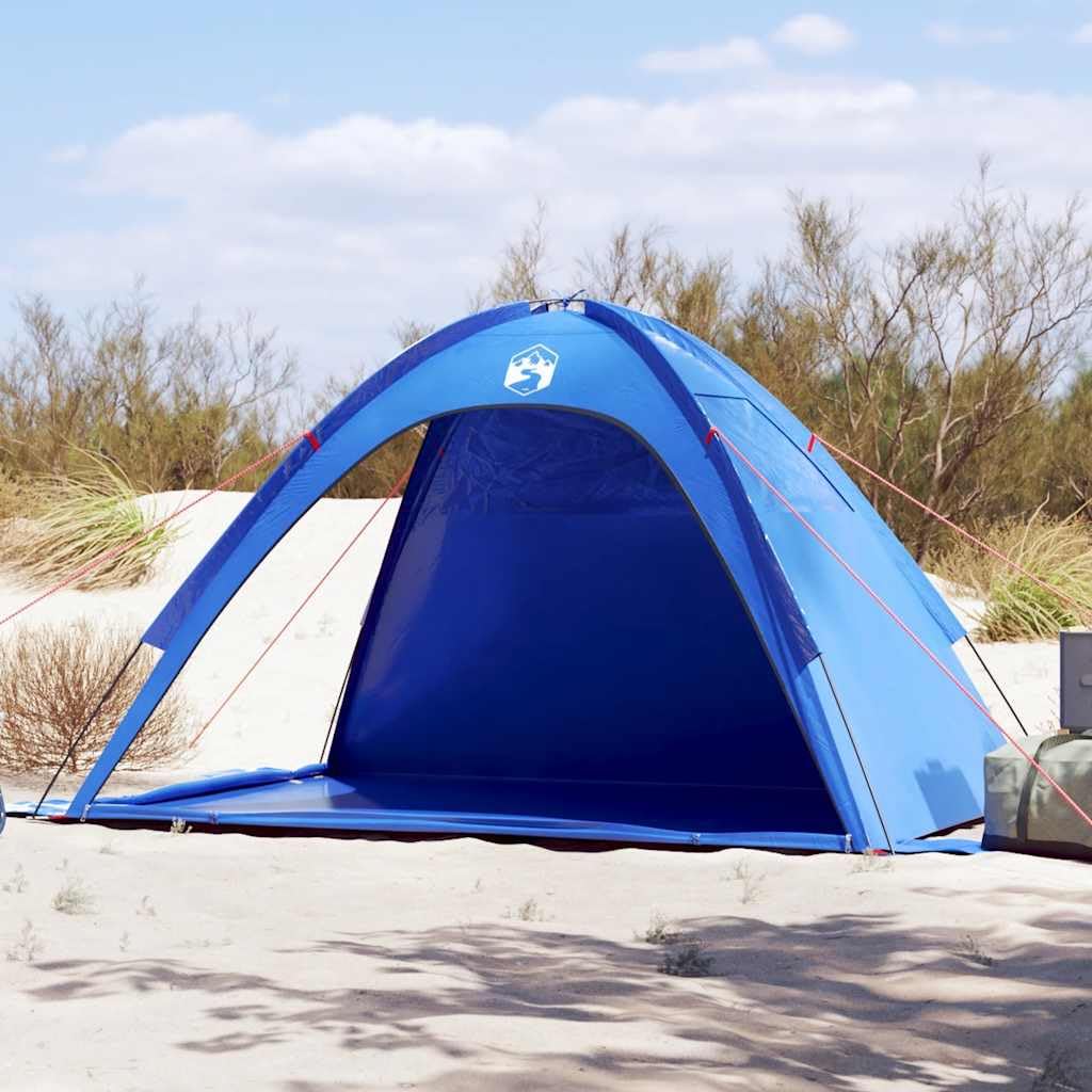 Tenda da spiaggia grigia, 210 x 150 x 130 cm, tenda parasole per spiaggia e giardino, tenda leggera con 2 ingressi, 2 finestre a rete, 4 sacchi di sabbia, picchetti e borsa per il trasporto
