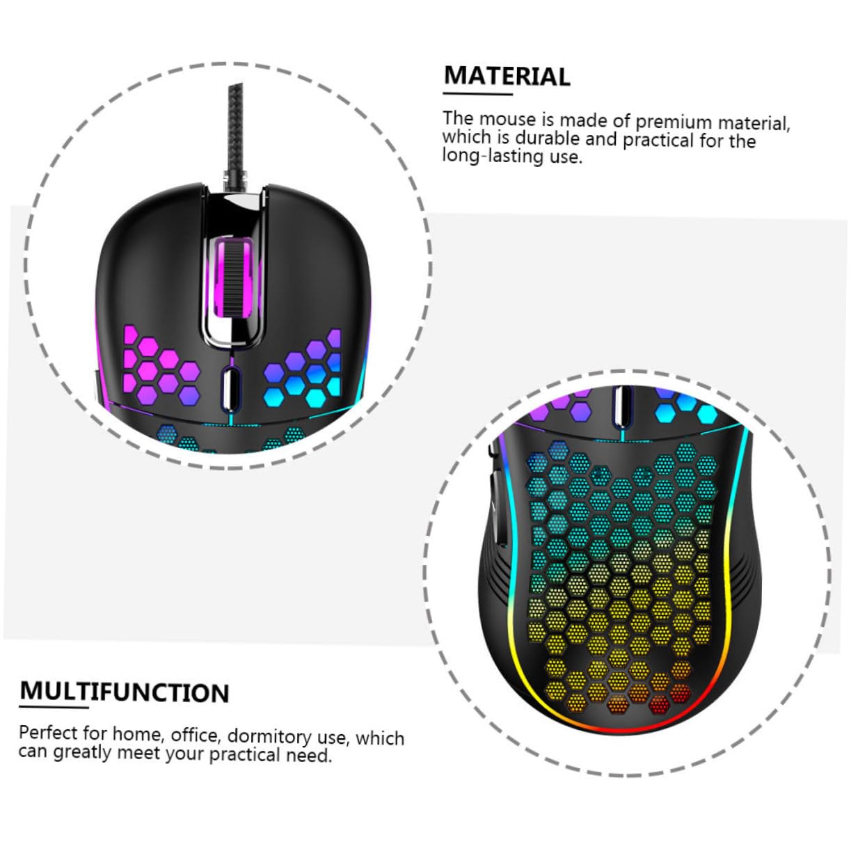 Ciieeo 3pezzi Mouse Gaming Usb Ergonomico Con Design Hollow-out Alta Durabilità e Look Elegante Compatibile Con Laptop e Computer Desktop Nero