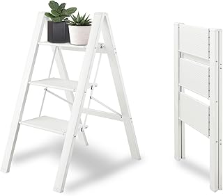 PMEIXU 3 Step Ladder, Folding Step Stool with...,