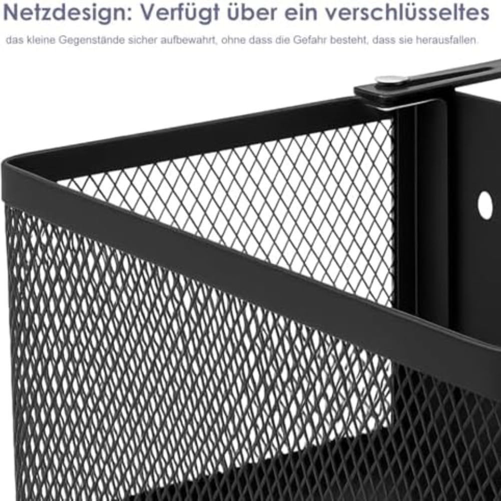 Organiseur de chevet en métal peu encombrant avec panier suspendu pour téléphones, livres, télécommandes et autres éléments essentiels dans les petits espaces de vie (noir)