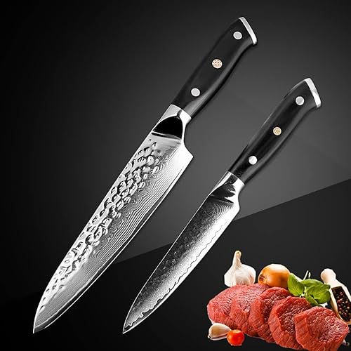 Juegos de cuchillos, 8 "5 "japonés cuchillo de chef conjunto 2 unids de acero de Damasco VG10 cuchillos de cocina conjuntos de cuchillos de la