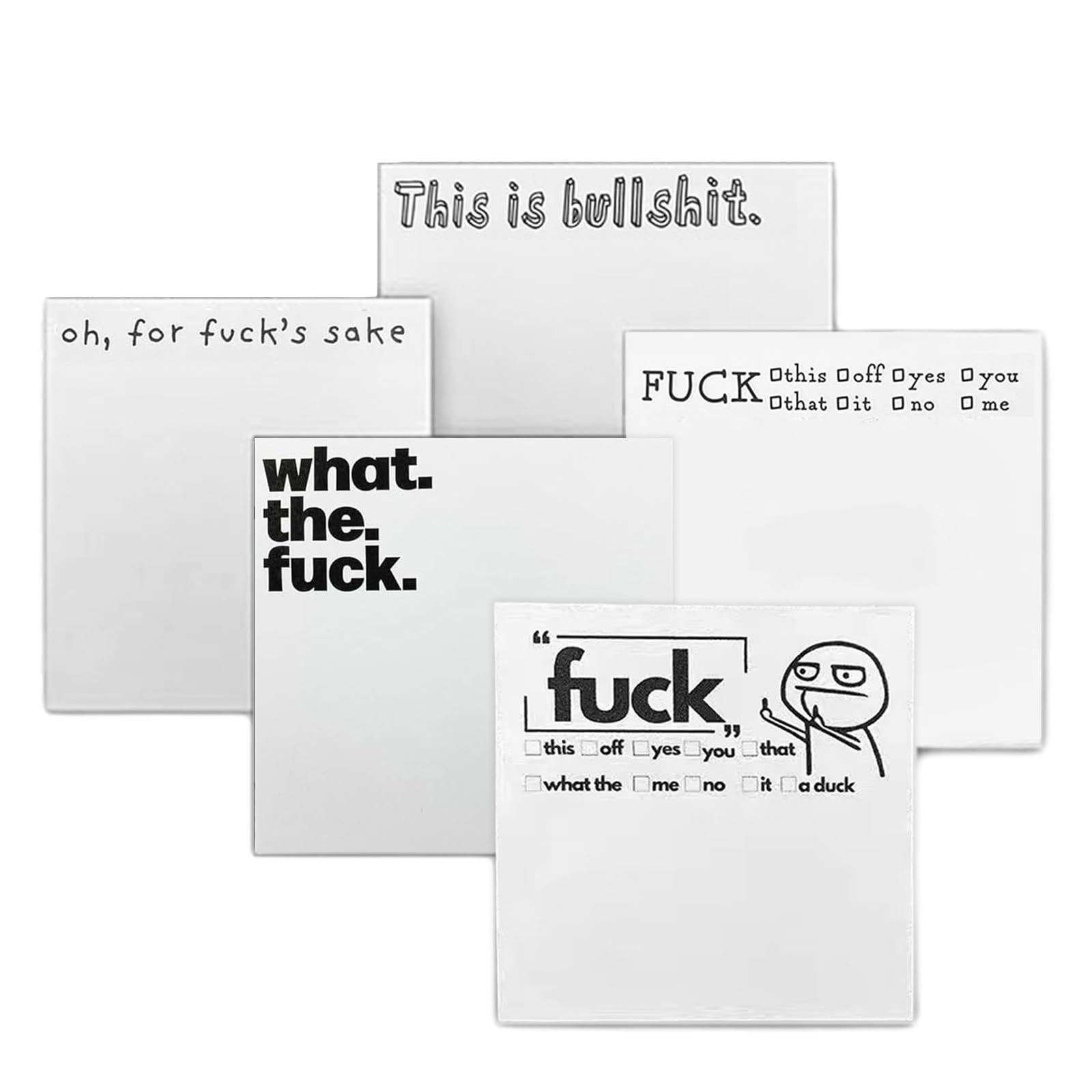 Fychuo Funny Sticky Notes 5 Pack Small Sticky Notes Set Novelty Office Supplies Memo Pad Rude Leaving Gifts for Colleagues Friends Posted Notes Desk Accessories