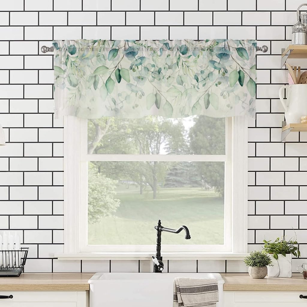 Polyester Green Leaf Themed Privacy Drapery Quick Setups