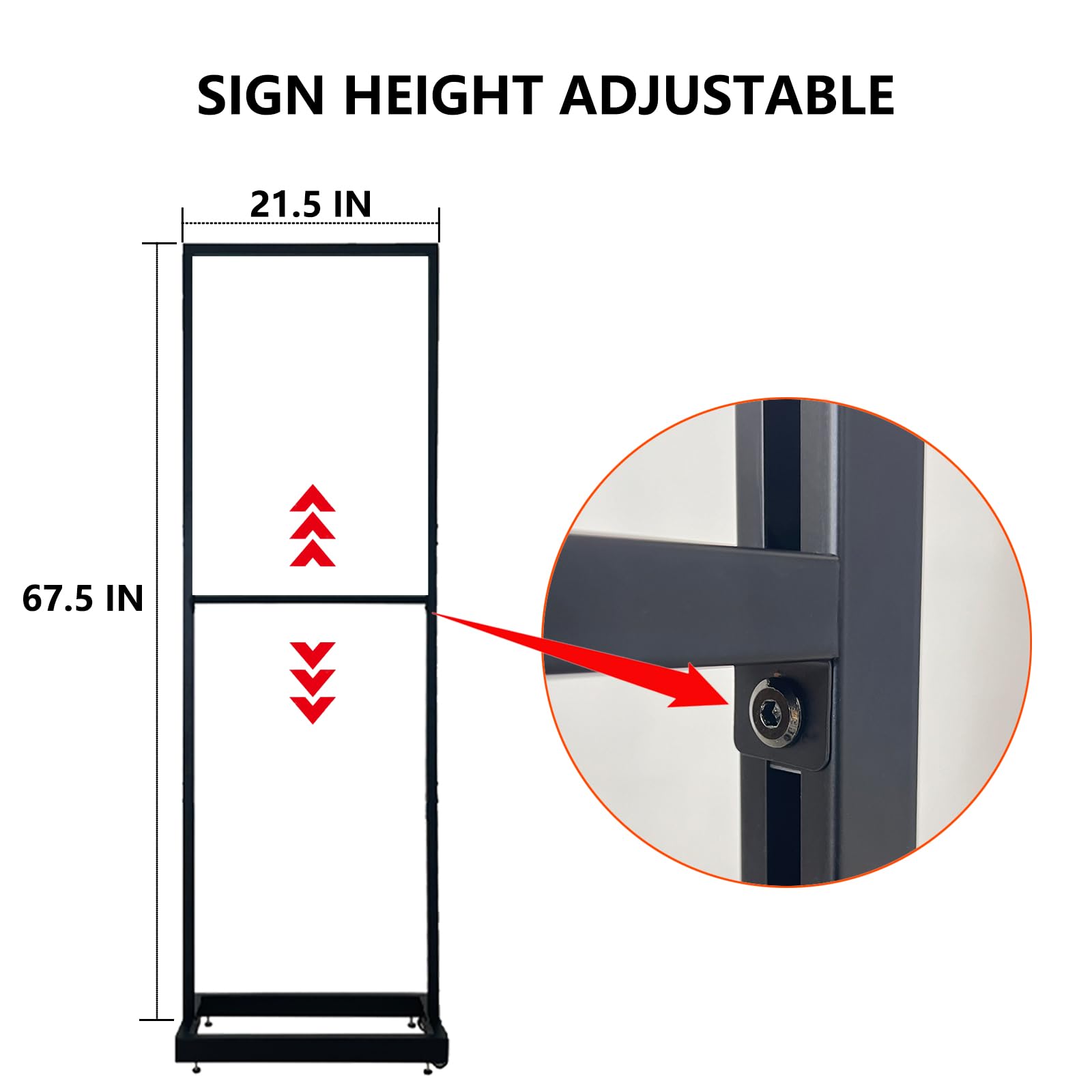 HIWOOSIGN Adjustable Height Rigid Sign Stand for Screens up to 67.5 Inches,  with Easy Roll Movement and Floor Support ( Hardware Only ) (1 UNIT) :  Amazon.ca: Office Products