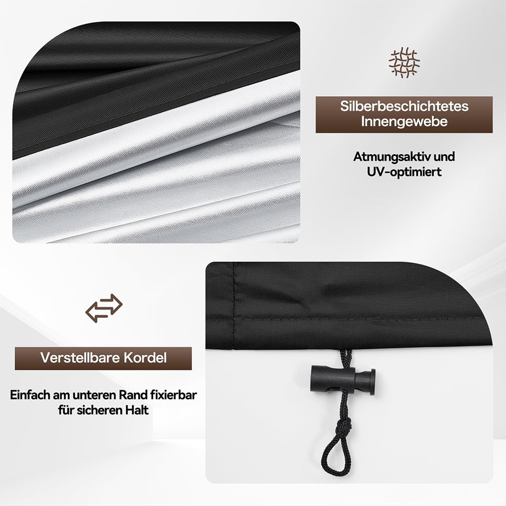 Gartenstuhl Abdeckung, 65x65x80/120cm Schutzhülle für Stapelstühle Winterfest, Wasserdicht & UV-beständig, Oxford-Stoff Gartenmöbel Abdeckung mit Kordelzug für Gartenstühle Balkonstühle (Schwarz)