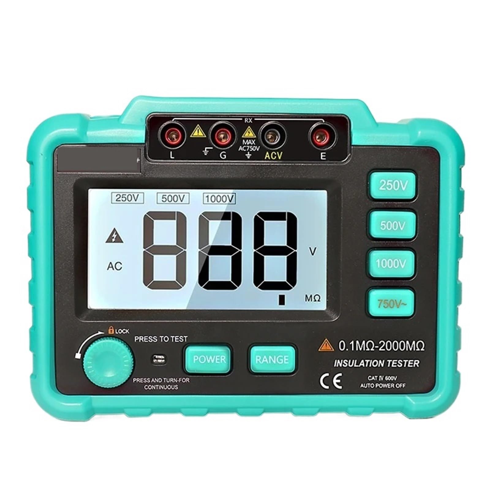 Miernik rezystancji, VC60B + Tester izolacji Tester rezystancji impedancji uziemienia DC250V/1000V Mediana megaomów Cyfrowy miernik rezystancji izolacji