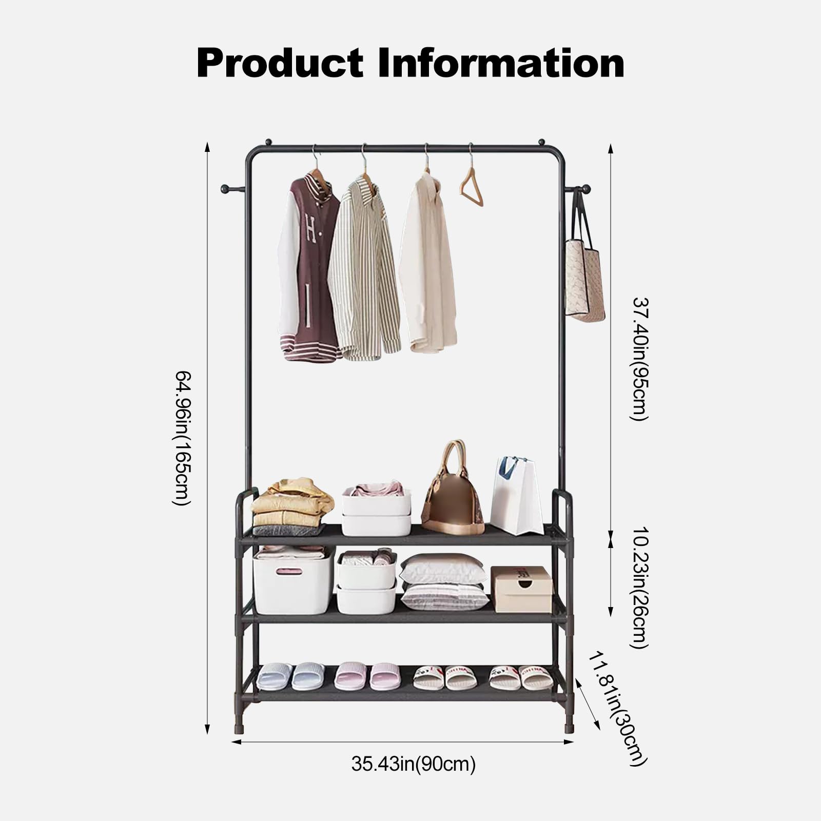 Ergocar Garderobenständer, Multi -Layer -Kleiderbügel Mit Großer Kapazität Mit Bodenlagerständer Und Kleiderbügel -Haken Metallstärke Multifunktional Schlafzimmer Kleiderbügel Tragbarer Kleiderbügel