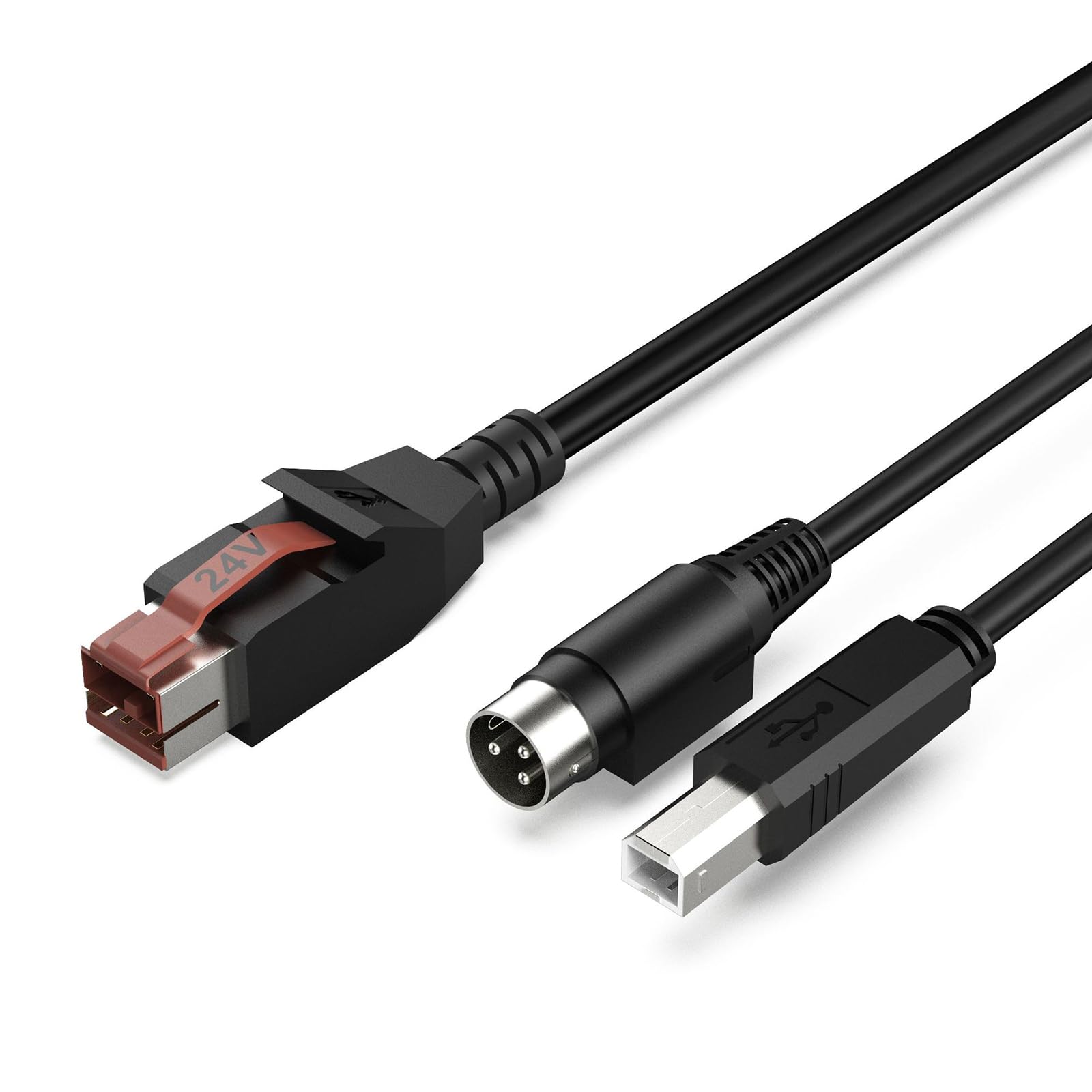 Cavo alimentazione da 24 V USB a 3 pin USB 2.0 B maschio per scansione Stampante codici a barre Dispositivi Accessori Cavo alimentazione della stampante