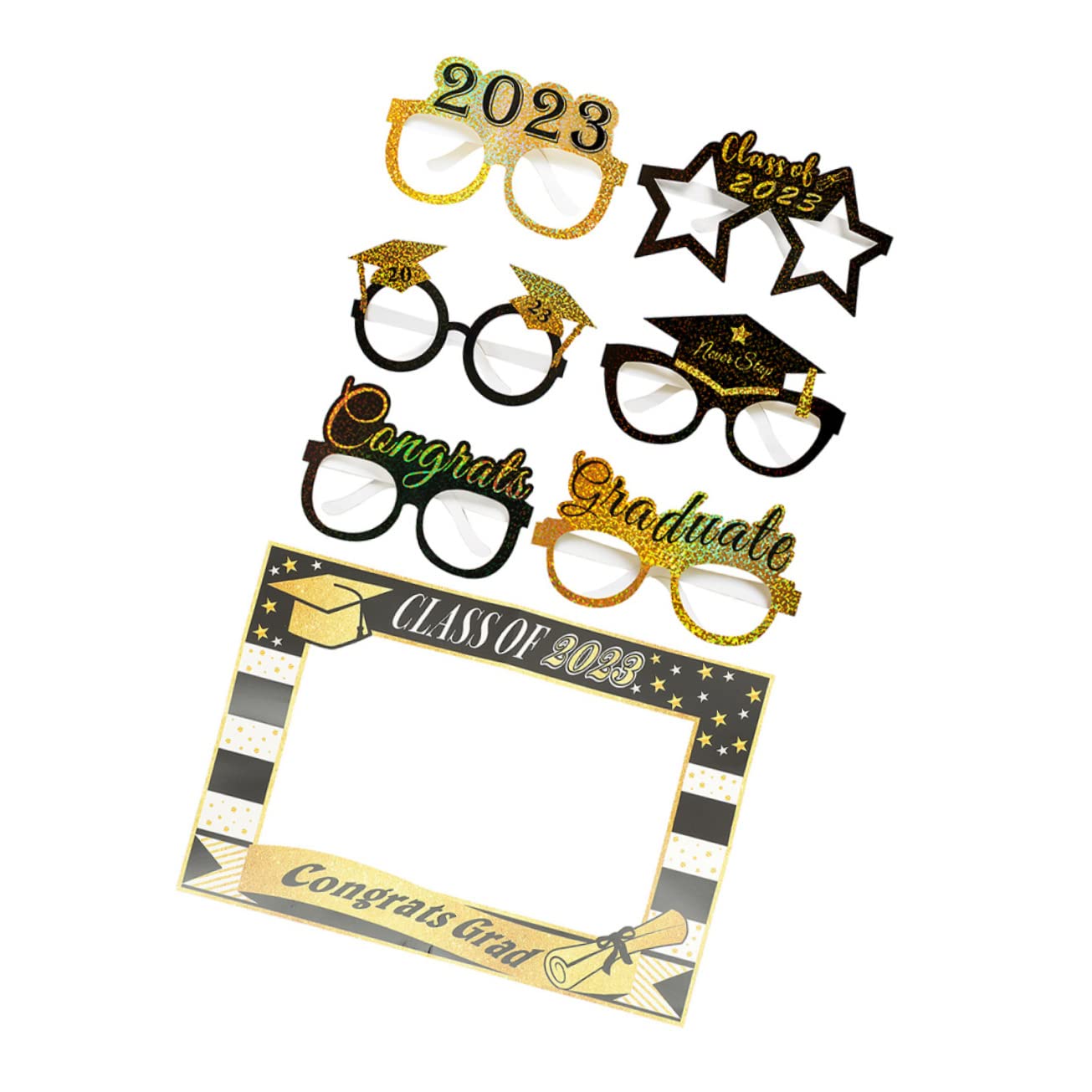 MAGICLULU 4 Sätze Abschlusspapierbrille Selfie-licht Abschluss Requisiten Glückwunsch Grad Requisiten Für Die Fotokabine Der Babyparty Tische Bachelorette-Spiele Gläser Mittelstücke