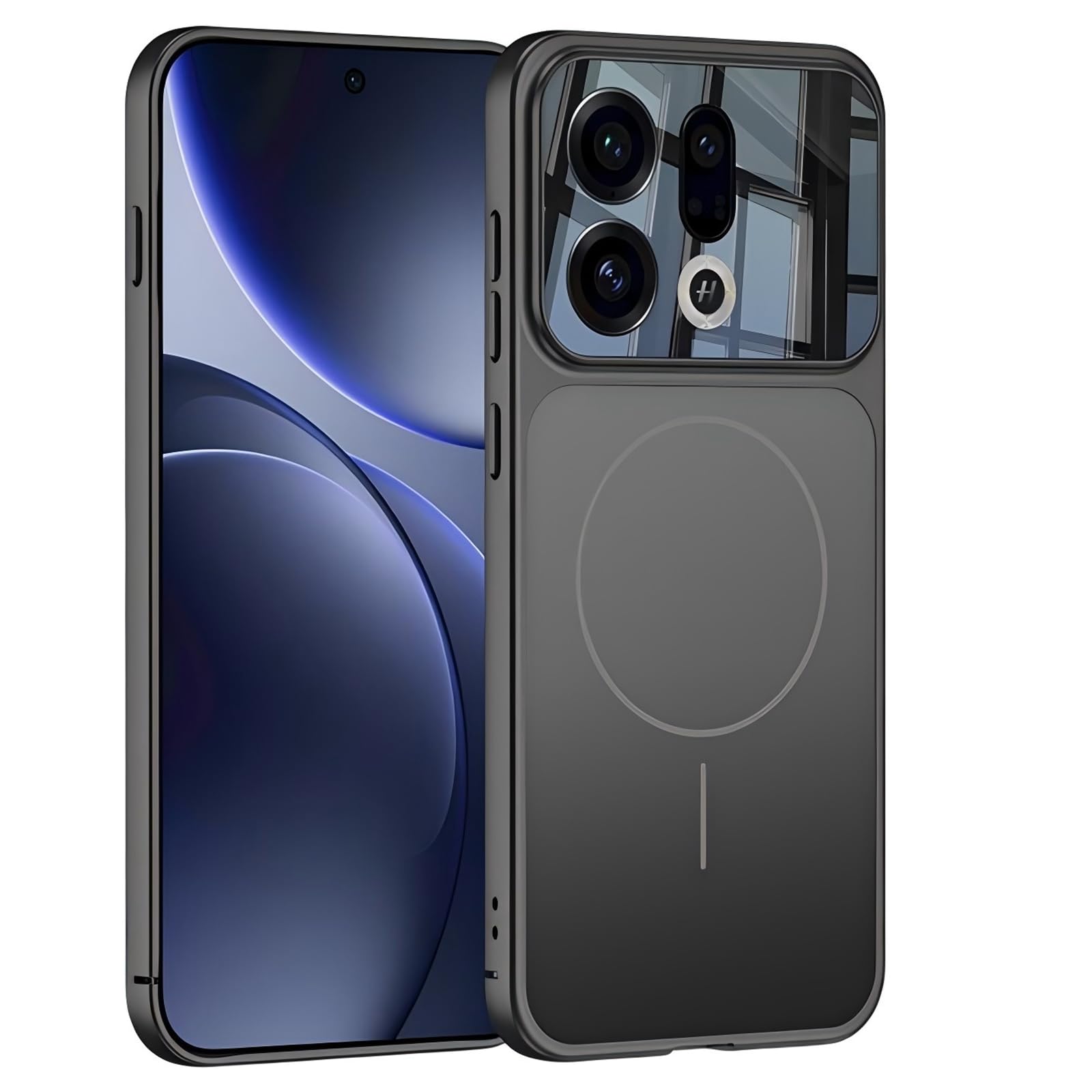 COQUE Custodia Find X9, copertura completa della fotocamera, anello magnetico integrato per compatibilità con la ricarica wireless, custodia anticaduta per telefono per Oppo Find X9-Nero