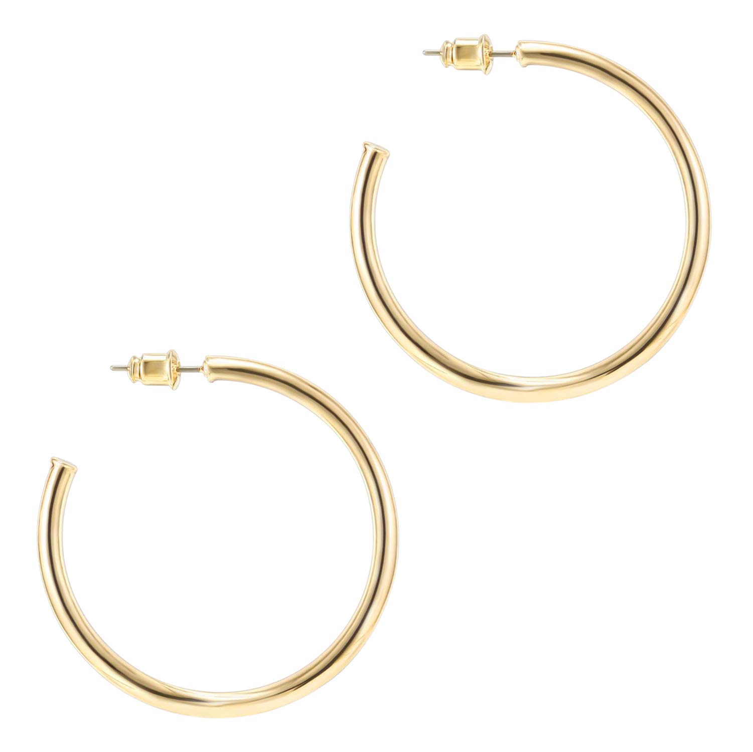 Sponsored Ad - 14K Gold Plated Hoop Earrings for Women - 2mm Thick Infinity Hoops - Lightweight Loop Earrings Set