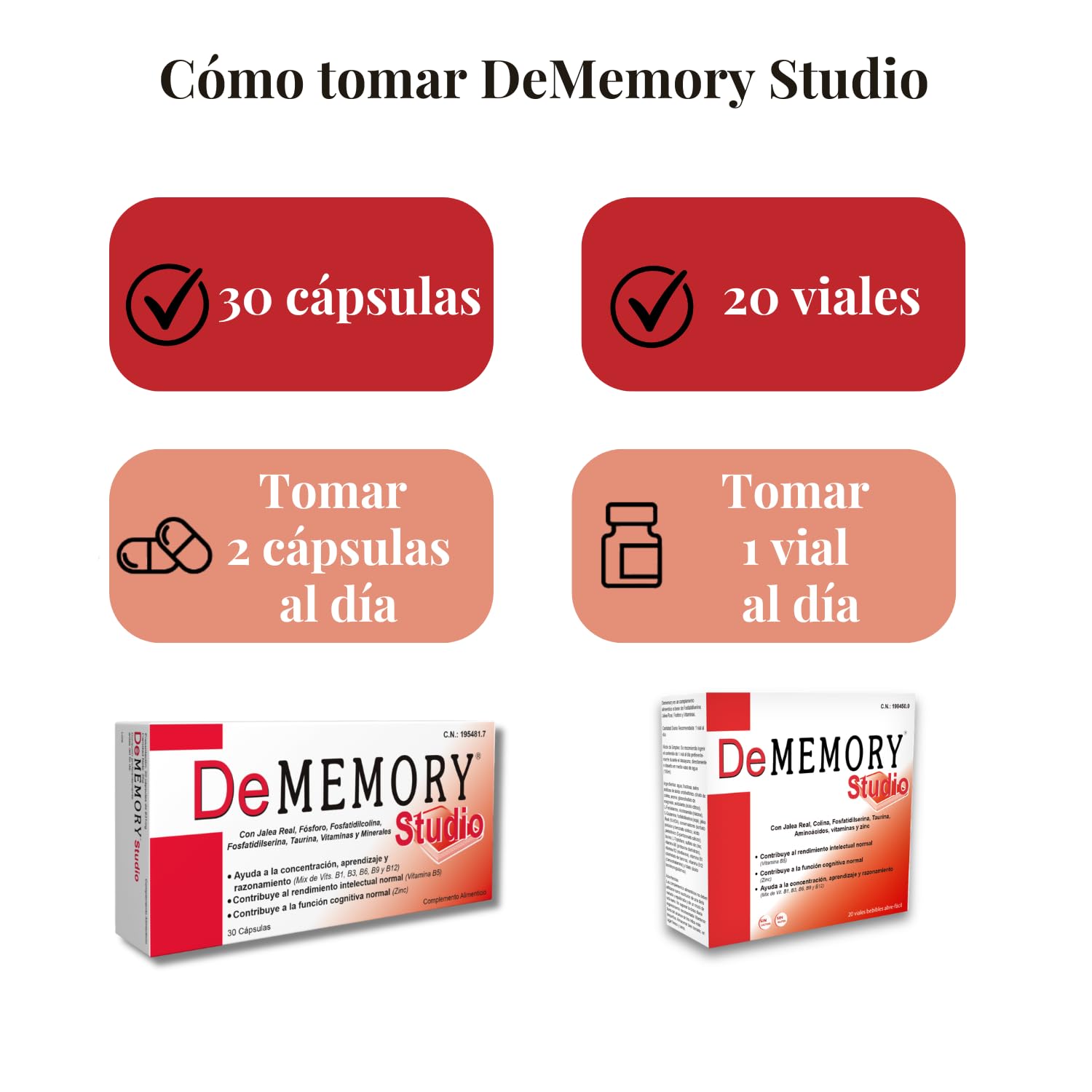 DeMemory Studio 30 Cápsulas - Pack 3 Unidades - Ayuda a la Concentración, Aprendizaje y Razonamiento - con Fosfatidilcolina, Fosfatidilserina, Taurina, Jalea Real, Vitaminas y Minerales