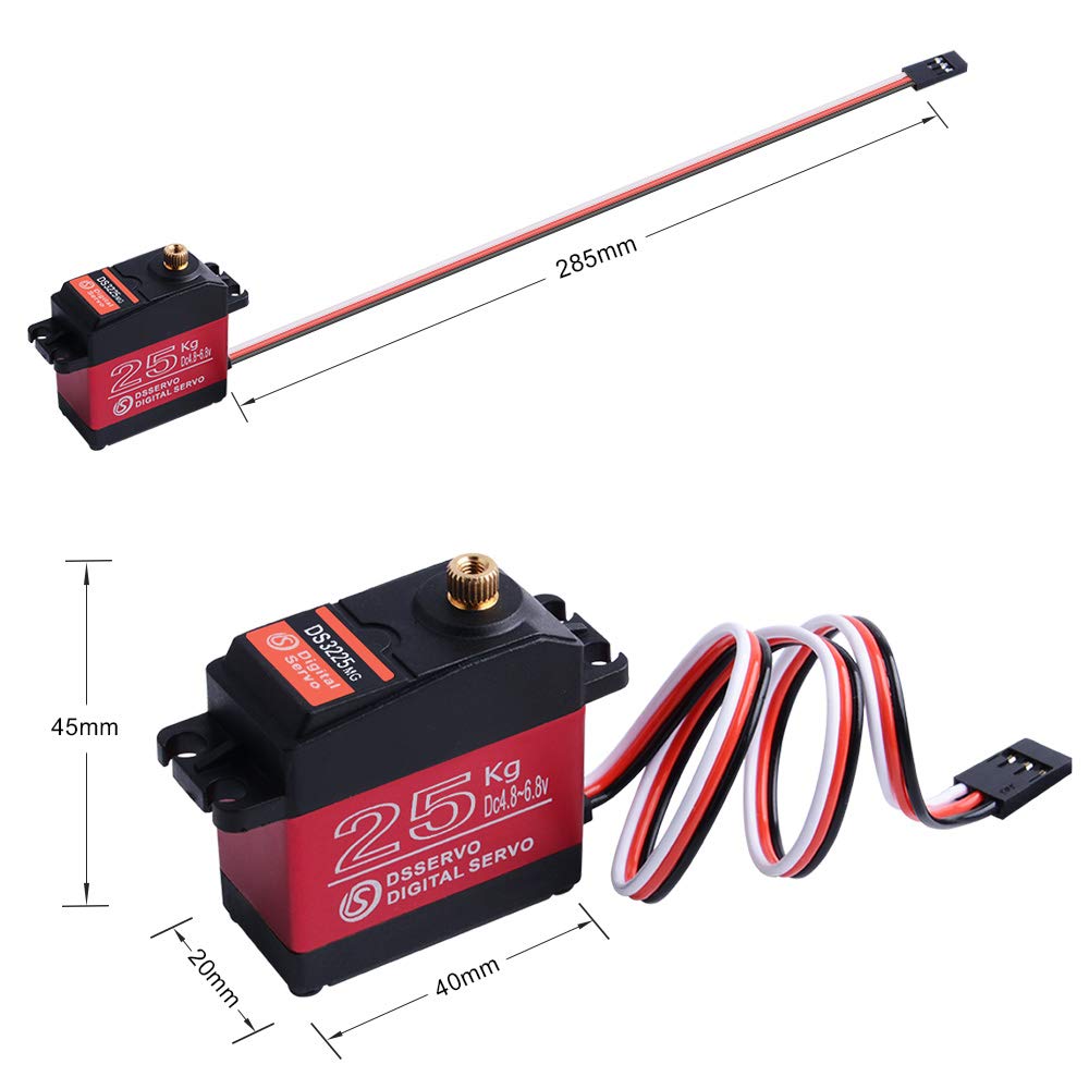 Servomotore 25KG Servo digitale impermeabile ad alta coppia e ingranaggi metallici per RC Traxxas HSP Barca elicottero Barca dell'automobile aereo (angolo di controllo 270 °)