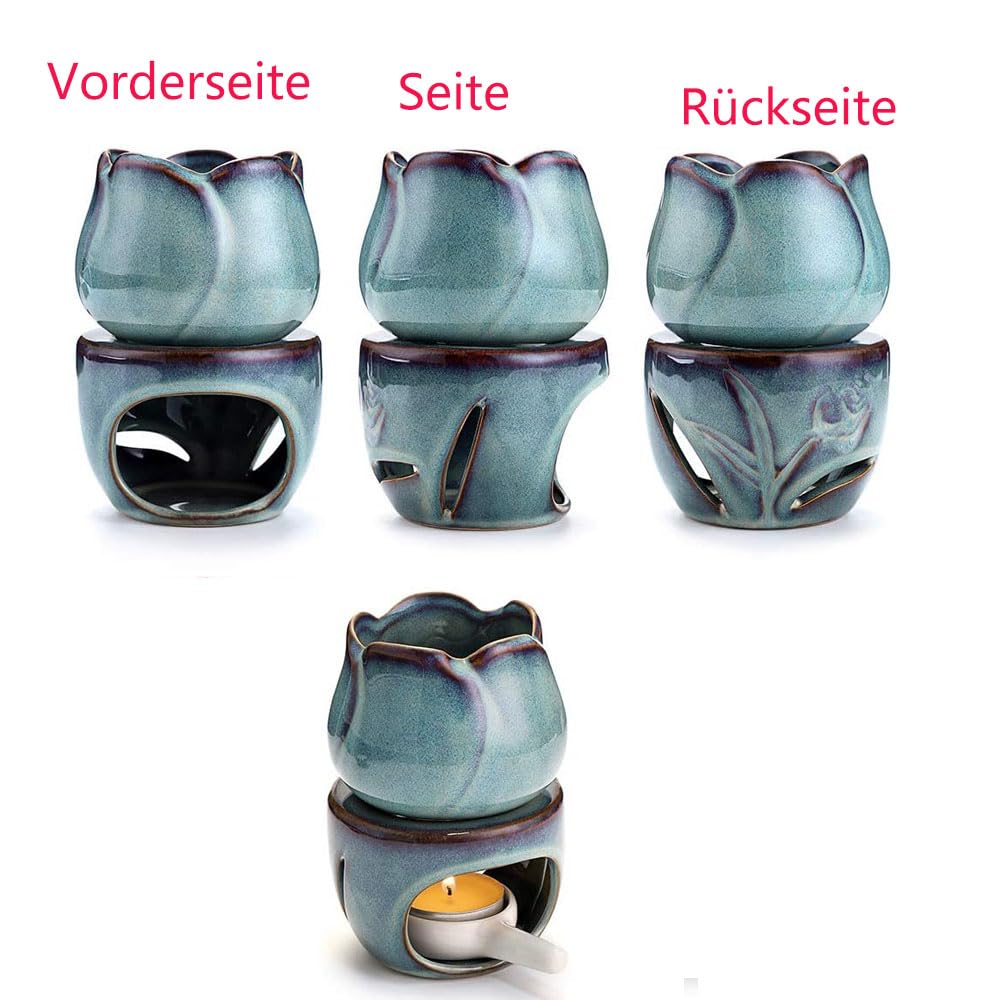 Groß Duftlampe Teelicht Keramik mit Teelichthalter für ätherische öle, Ätherisches Öl Brenner Oil Diffuser achsschmelzbrenner Aromatherapie Diffusor Wachswärmer Aroma für Yoga, Schönheitssalons