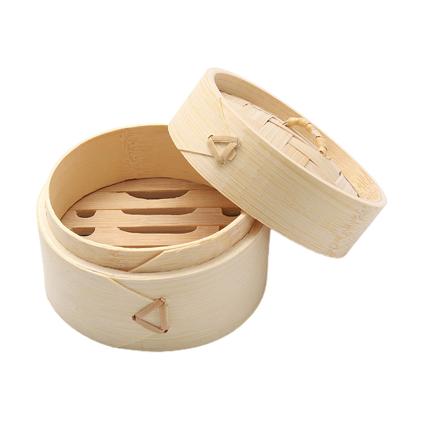 Flueyer Natural Bamboo Steamer Bar Holder Bamboo Shampoo Bar Holder with Lid Handmade Eco-Friendly Soap Candy Case Box for Bathroom Shower Kitchen