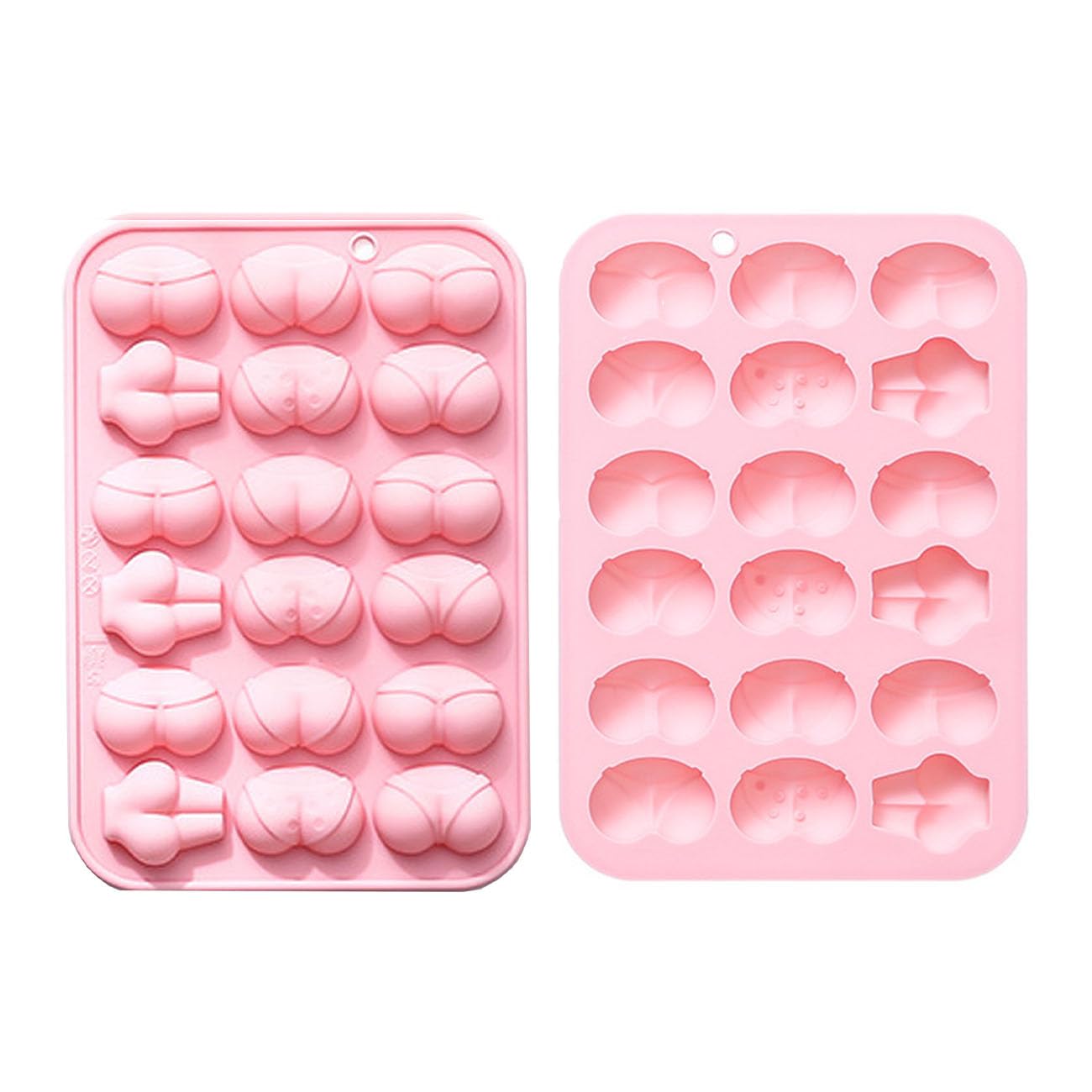 Juego de 2 moldes de silicona con forma divertida para cumpleaños, para una sola fiesta, hecho a mano, para mousse, chocolate, fondant, jabón, pastel, cubitos de hielo, kit de moldes novedosos para