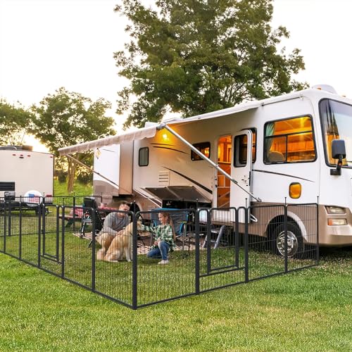 Image of Musen Dog Playpen Indoor Outdoor, 16 Panels Dog Pen 32 inch Height Dog Fence Exercise with Doors for Large /Medium /Small Dogs, Portable Pet Playpen for Yard RV Camping, Hammer Paint Finish (Patent Pending)