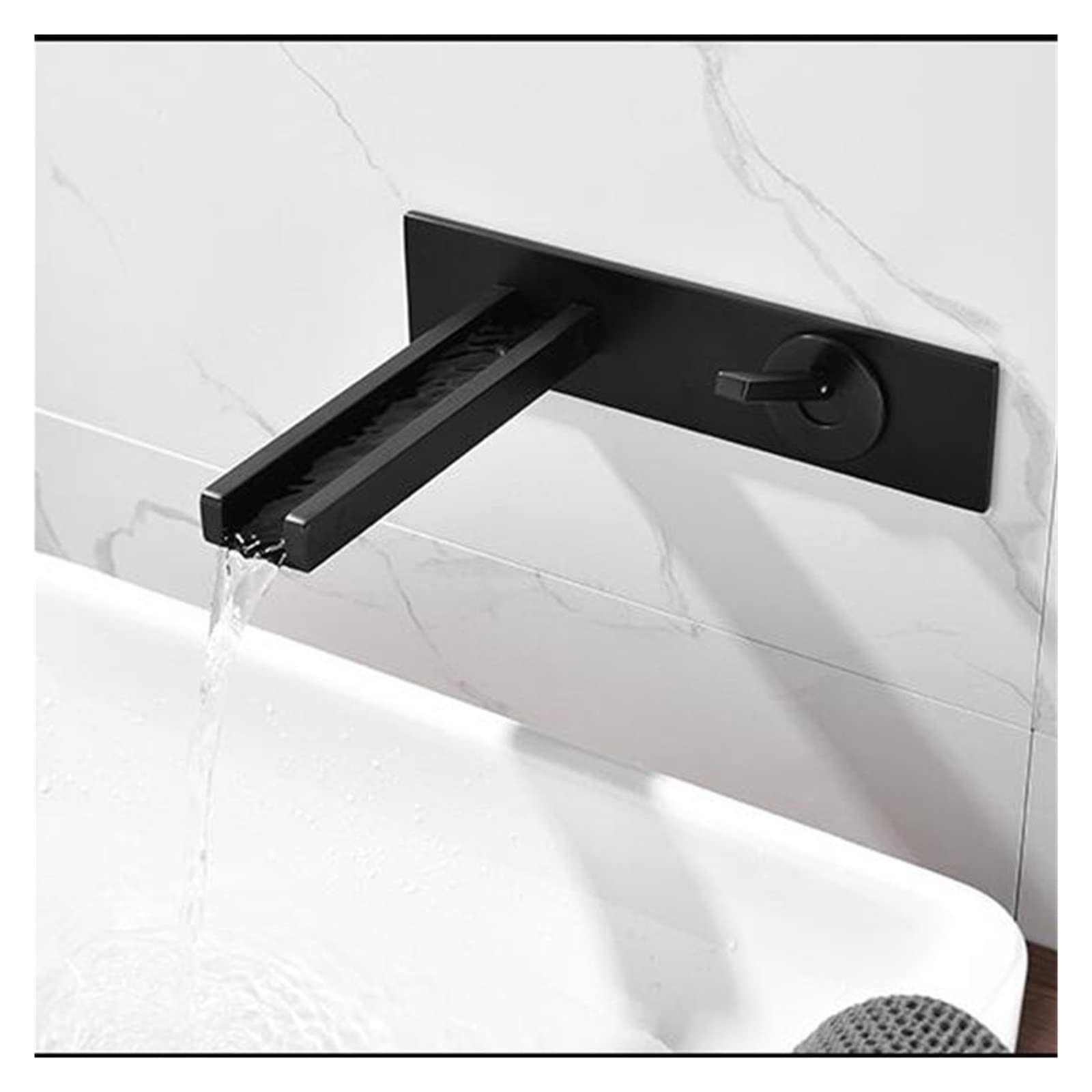 Mitigeur de lavabo mural à bec cascade en laiton avec boîtier d'installation