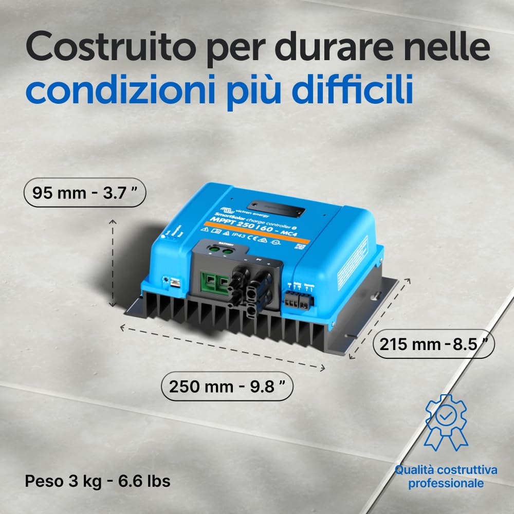 Victron Energy SmartSolar MPPT MC4 250V 60 amp 12/24/36/48-Volt Regolatore di Carica Solare (Bluetooth)