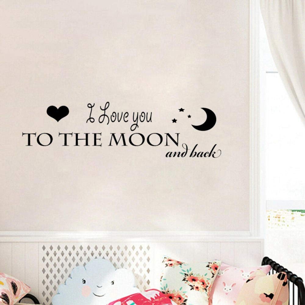 79 cm * 22,3 cm Je T'Aime Lune Vinyle Mur Maison Enfants Chambre Décor PVC Autocollants