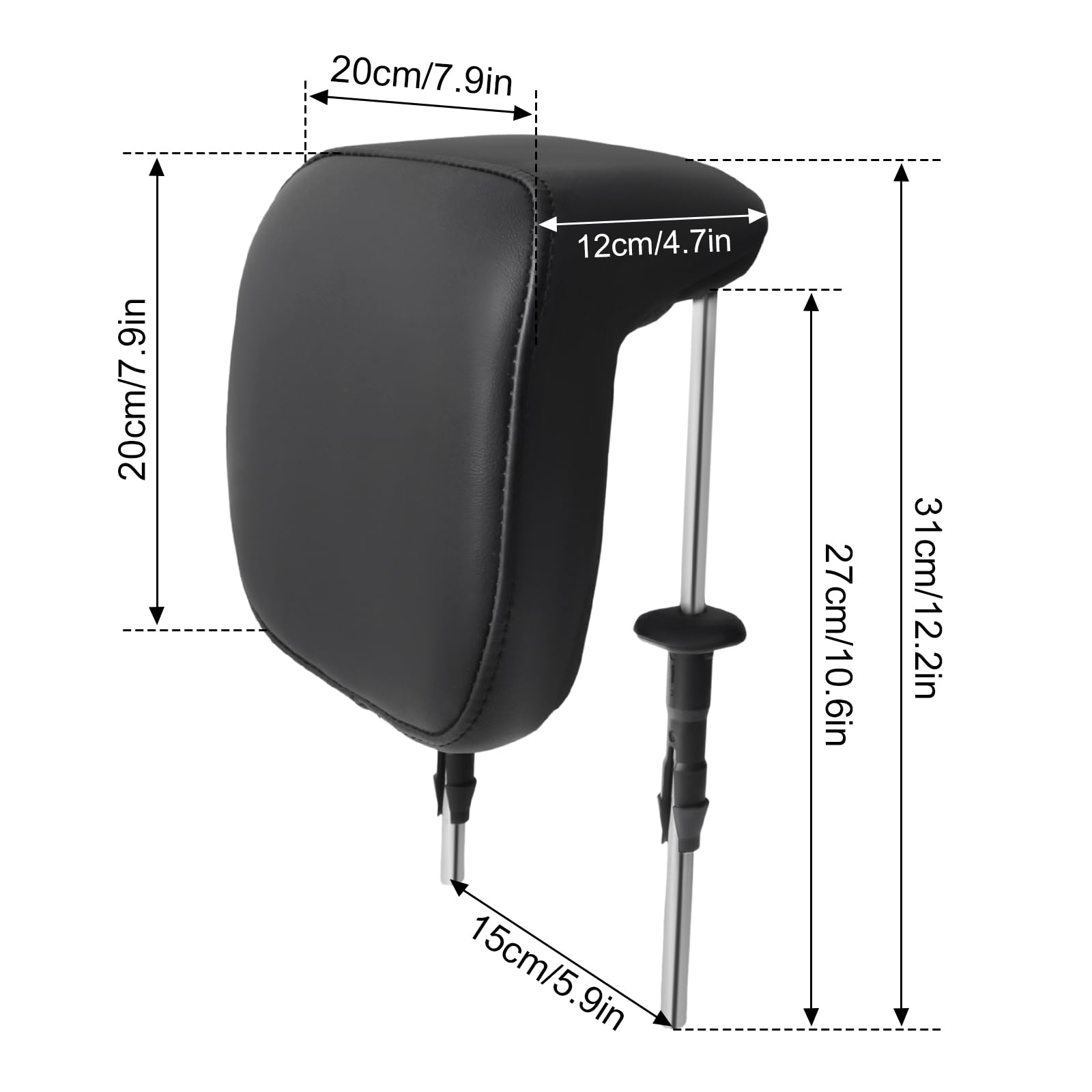 Poggiatesta auto con tubi da 15,9 cm, supporto per collo in memory foam senza oscillazioni, ammortizzatore per riparazione interna del veicolo, supporto stabile per furgone e camper