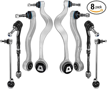 POWERGEAR Suspension Steering Kit Front Lower Driver&Passenger Side Control Arms w/Ball Joints Sway Bar Links Outer Tie Rods Compatible with 2004-2007 BMW 525i, 2008-2010 BMW 528i K620123 K620124 8PCS