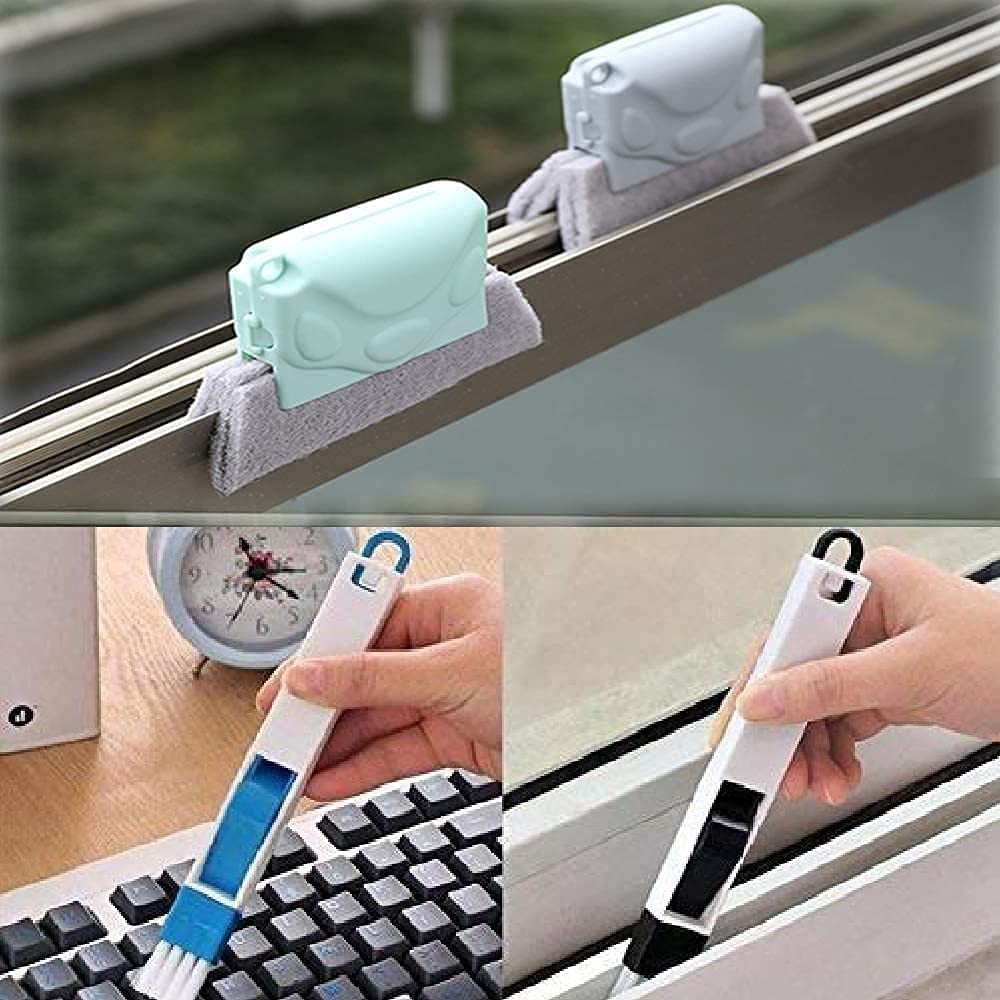 Padchaaya Combo of Window Groove Frame Cleaning Brush and Dust Cleaning Brush for Window Slot Keyboard with Mini Dustpan, Door Track Cleaning Brushes, Dust Cleaner Tool for All Corners Edges and Gaps