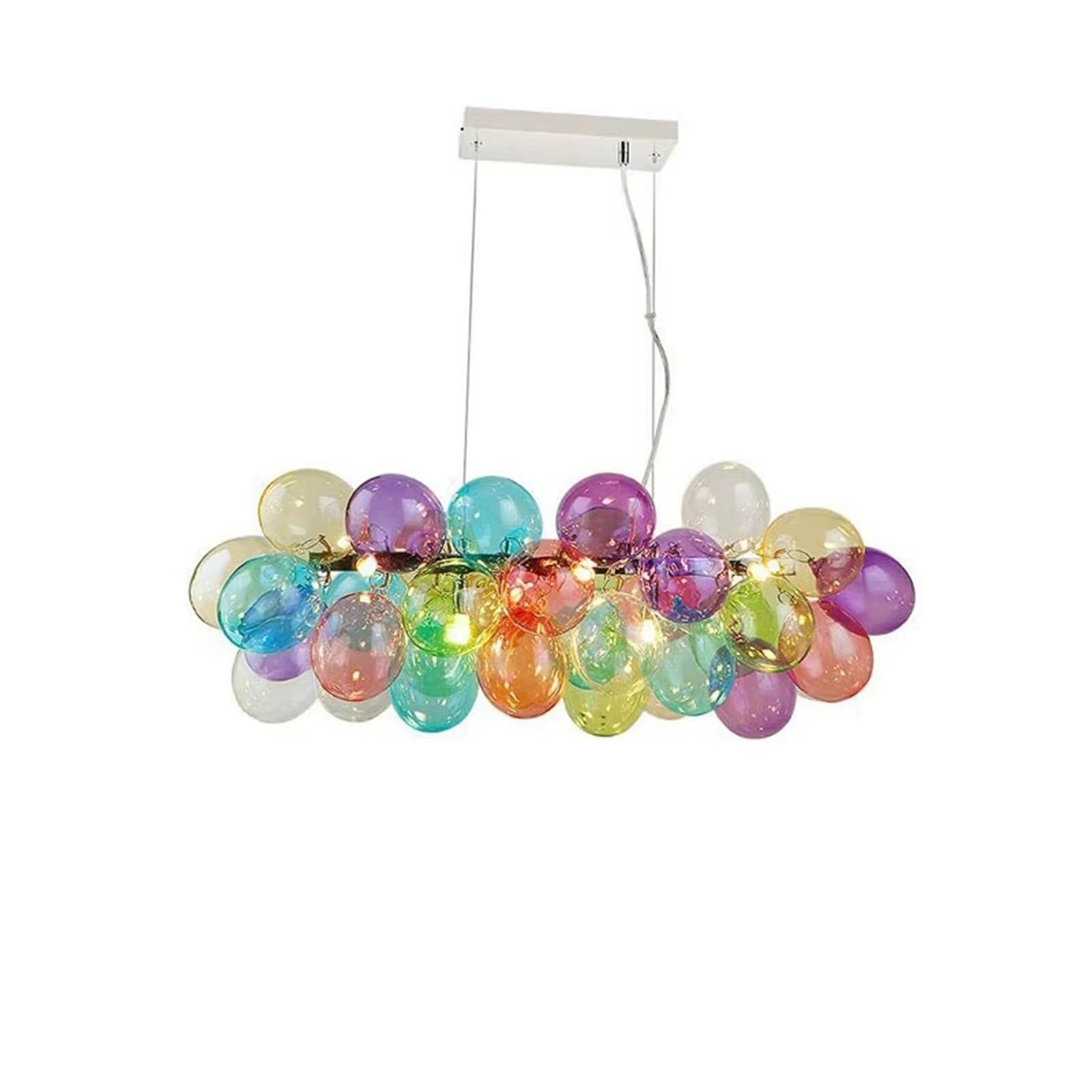 KXEcoLife Romantic Colorful Glass Chandelier Dining Room Kitchen Parlor Bedroom Lighting Fixtures G9 Bulb Cord Adjustable