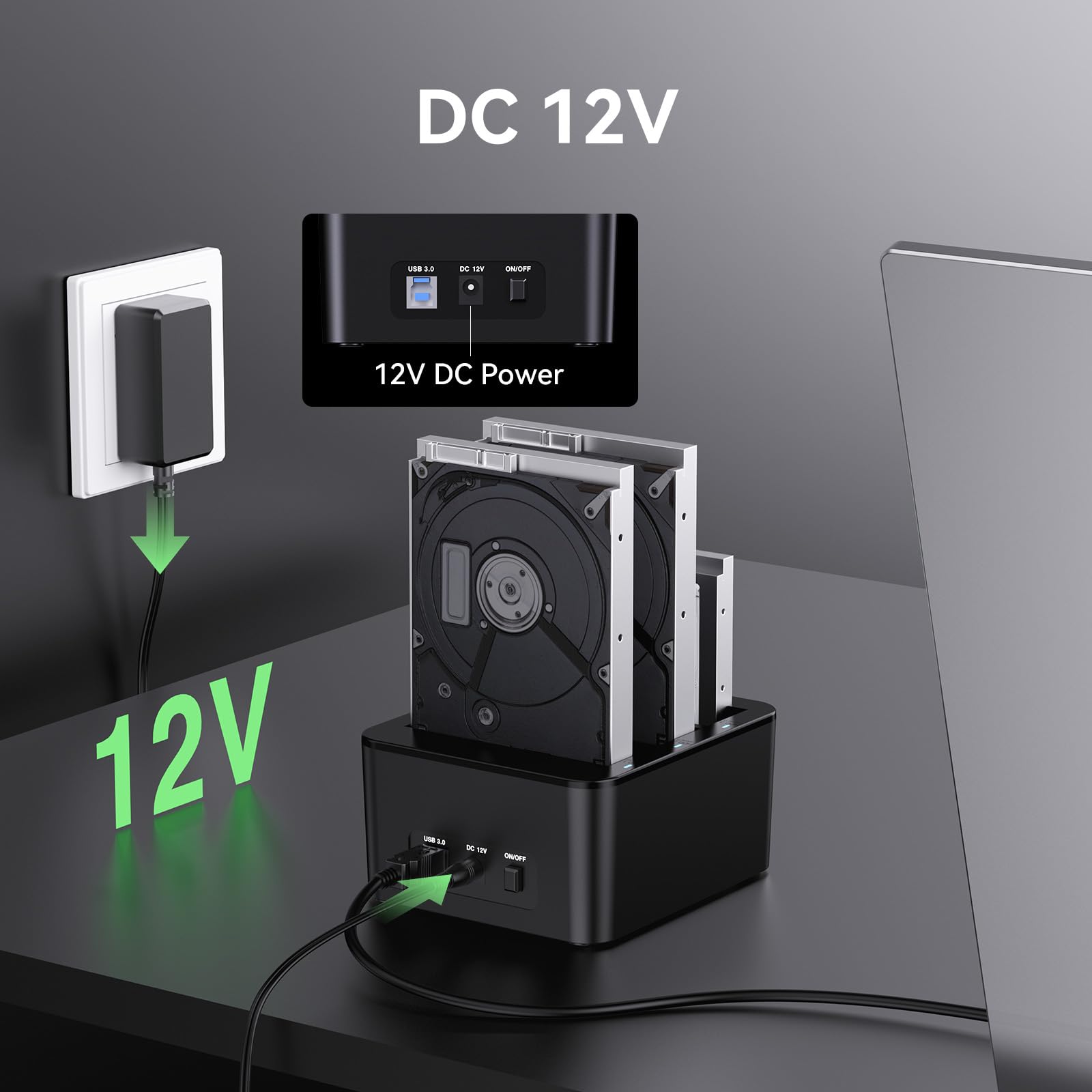 CENMATE Docking Station Hard Disk, 3 Bay Docking Station HDD per SATA SSD/HDD 2,5/3,5, Cavo USB 3.0 A/C, Supporto Hot Swap