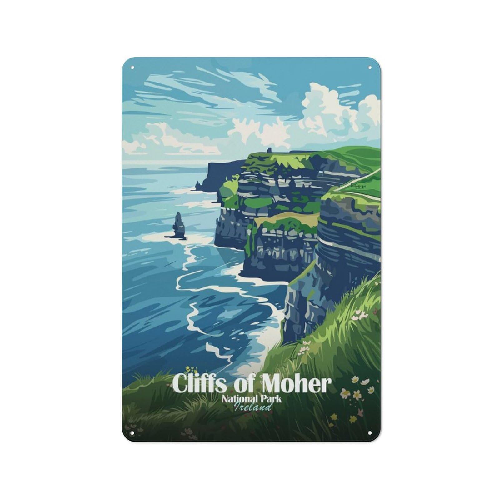 Junmoney Style-5 Vintage Tin Sign 30X20cm With Cliffs Of Moher National Park Ireland For Dining Room Or Kitchen, For Autumn Interiors With Vintage Character