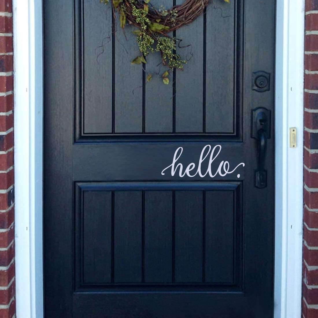 BATTOOHello Door Decal Door Decals Door Stickers Door Signage Hello Stickers Front Door Decal Entryway Decal Wall Decor(9"X 4",White)