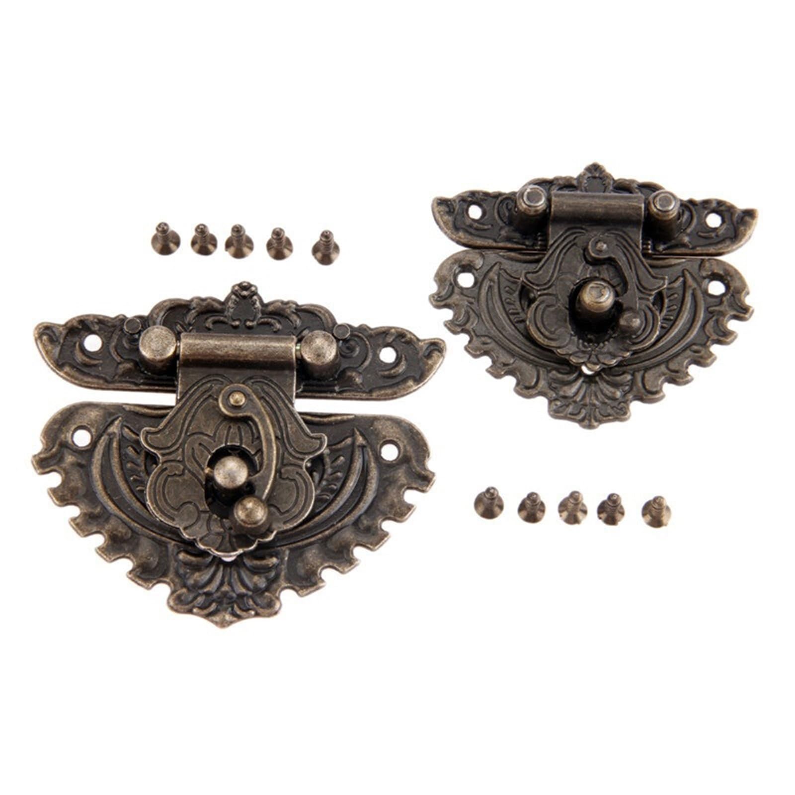 Shundeed One Color 2Pcs Antique Bronze Box Hasp Lock, Jewelry Wooden Box Lock, Suitcase Hasp Clip, Old-Fashioned Furniture Hardware Hinges.(50X56mm)