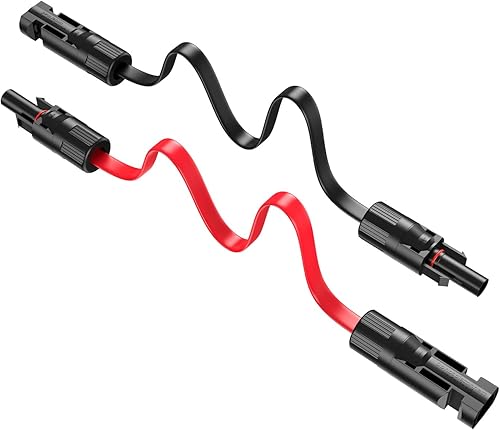 Conector de cable solar súper plano, cable de extensión solar fotovoltaico de balcón de 30 amperios con conectores macho y hembra, adaptador de