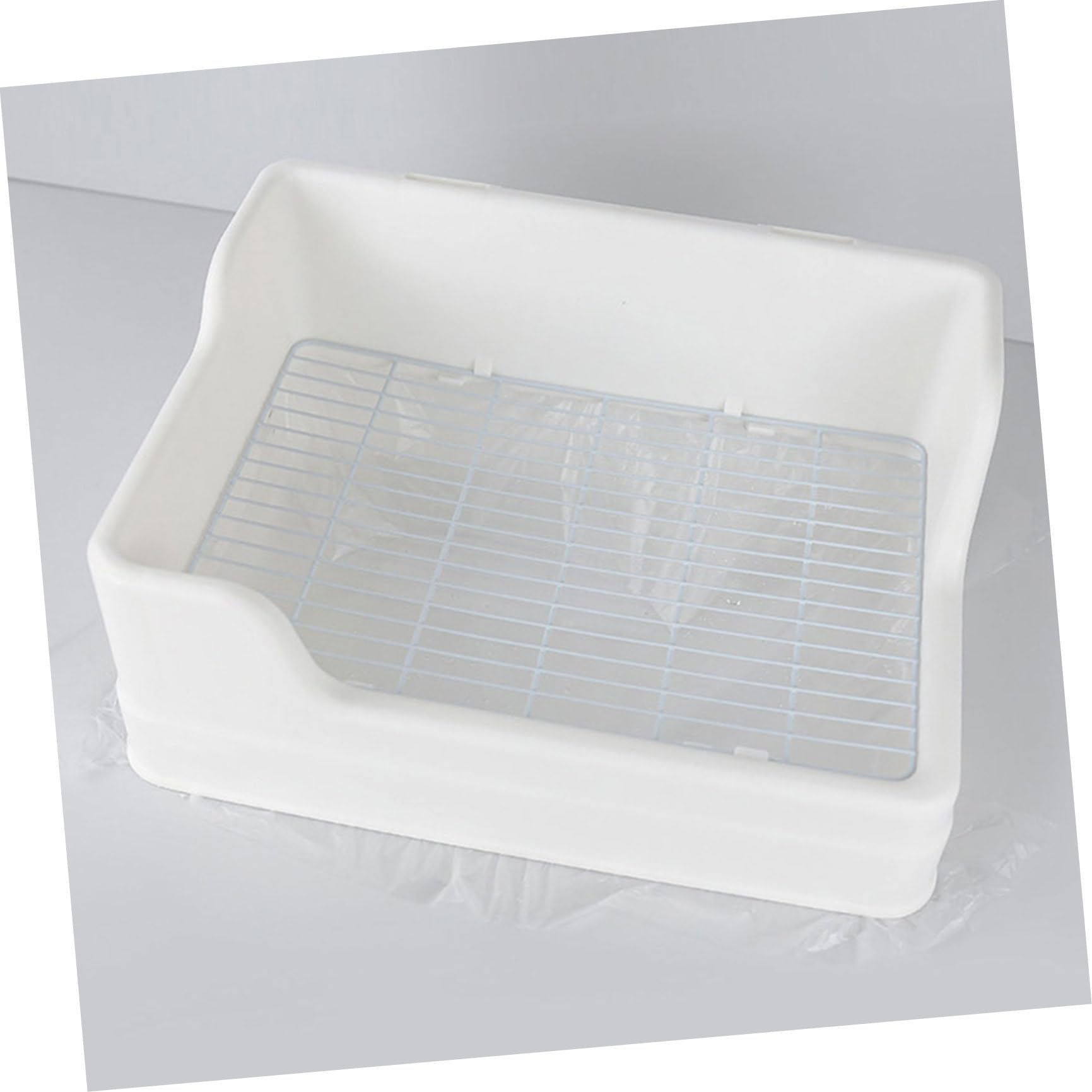 ibasenice Lettiera per Coniglio Bianco in Plastico Facile da Pulire Griglia Adatta e Struttura Divisibile in Due Parti per Animali Domestici