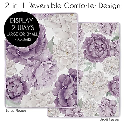 Image of Sweet Jojo Designs Lavender Purple Boho Shabby Chic Floral Girl Baby Mini Crib Bedding Set Infant Nursery Room Newborn Blanket Portable Pack n Play Sheets 3pc Ivory Bohemian Vintage Garden Watercolor
