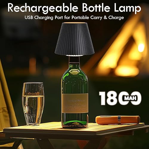 Miniatura 4 de WILIT Wireless Lamp Shades for Liquor Bottle Lights, 3 Level Brightness Cordless Table Lamp, Table Top Decor for Living Room, Wine Lamp Touch Lamps
