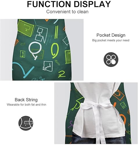 Miniatura 6 de MUSM Math Question ApronClassic Vintage Funny with Pockets Aprons,Adjustable Bib Waterdrop Resistant for Kitchen Cooking Restaurant BBQ Painting