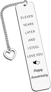 11 Year Anniversay Steel Gifts for Couple 11th Wedding Anniversary Gifts for Men Women Steel Gifts for 11th Anniversary Husband Gifts from Wife 11th Anniversary Bookmark Valentine Christmas