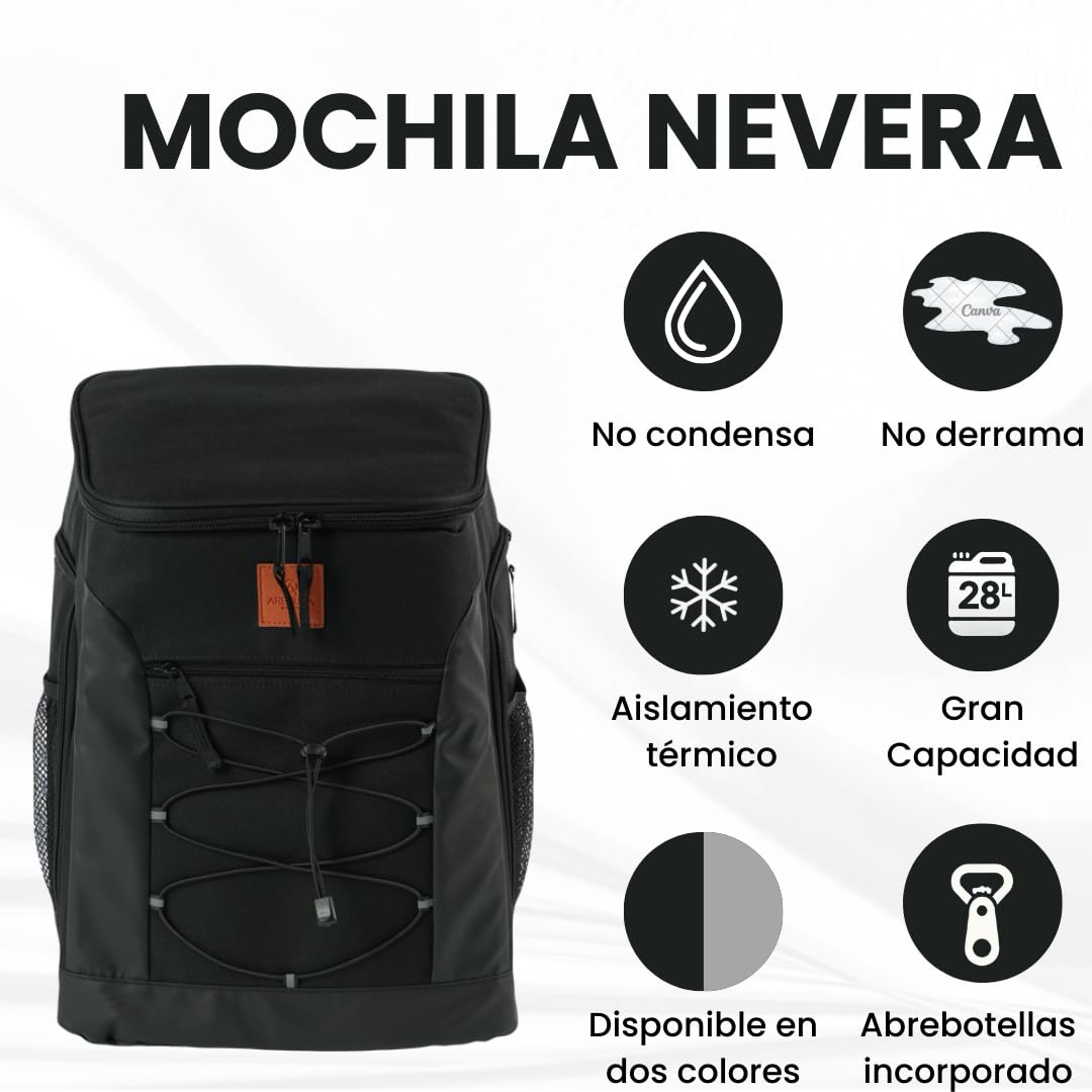 Mochila Nevera 28L Impermeable, Bolsa Térmica Isotérmica Portátil para Playa, Picnic, Camping y Excursiones