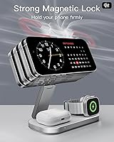 Vista 8 de Estación de carga inalámbrica 3 en 1 para dispositivos Apple, soporte magnético plegable de carga rápida compatible con MagSafe para iPhone