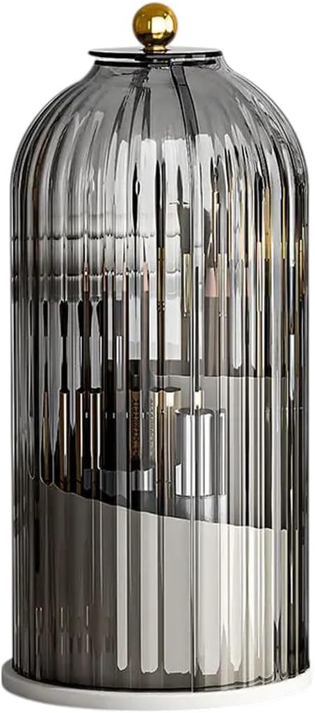 360° Rotating Makeup Brush Holder With Lid Luxury Cosmetic Organizer Lipstick Eyebrow Pencil Holder Eye Shadow Storage Box