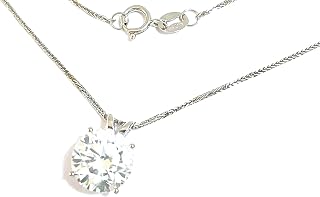 1.5 carat Diamond Necklace White Gold Necklace for women SOLID 18Kt GOLD 18 inch Chain Necklace HANDMADE Jewelry Brilliant Diamond Pendant 8mm Solitaire Diamond 1.5ct Mothers day Diamond Necklace gift